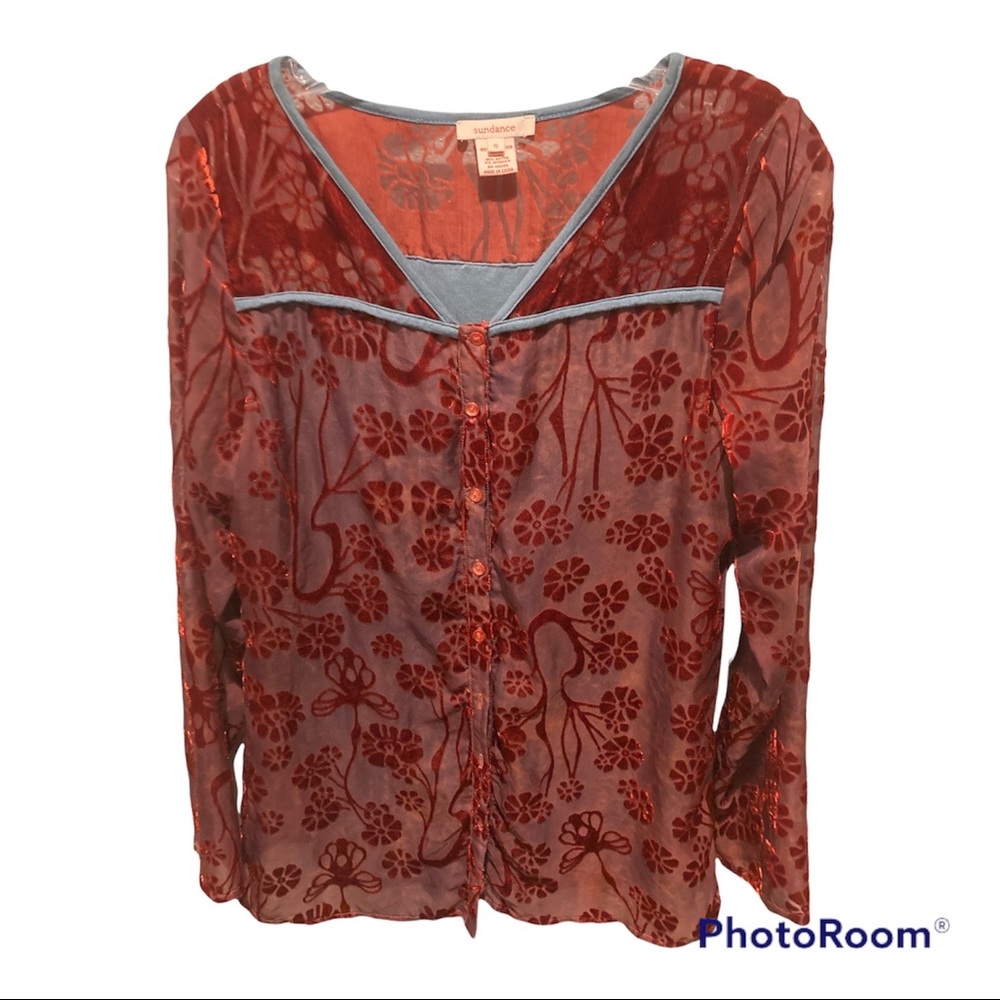 Sundance Burnout Velvet Rust Top